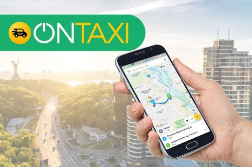 Смартфон с мобильным приложением для вызова такси OnTaxi